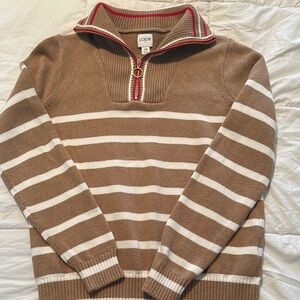 J. Crew Brown and White Striped Sweater size XS